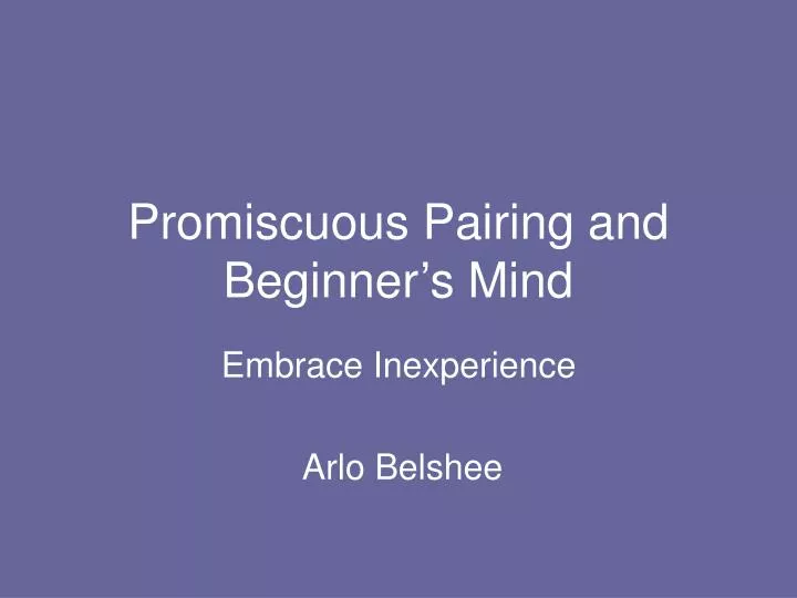 promiscuous pairing and beginner s mind