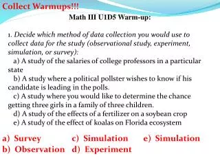 Math III U1D5 Warm-up: