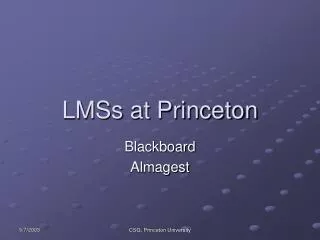 LMSs at Princeton
