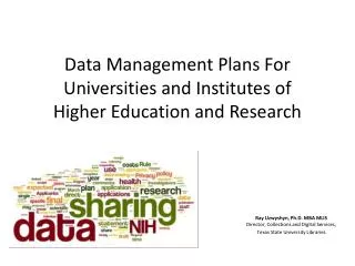 Data Management Plans For Universities and Institutes of Higher Education and Research