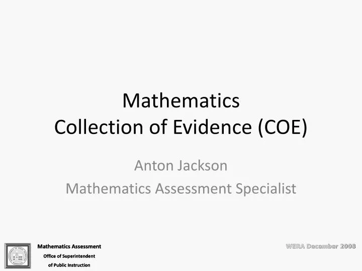 mathematics collection of evidence coe