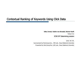 Contextual Ranking of Keywords Using Click Data