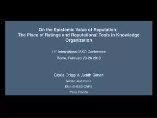 On the Epistemic Value of Reputation: 