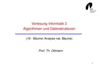 Vorlesung Informatik 2 Algorithmen und Datenstrukturen (19 - Bäume: Analyse nat. Bäume)