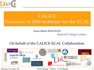 CALICE Summary of 2006 testbeam for the ECAL