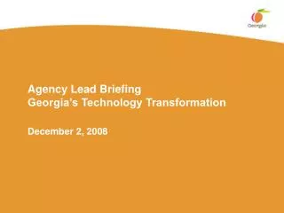 Agency Lead Briefing Georgia’s Technology Transformation