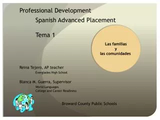 Professional Development 	Spanish Advanced Placement Tema 1
