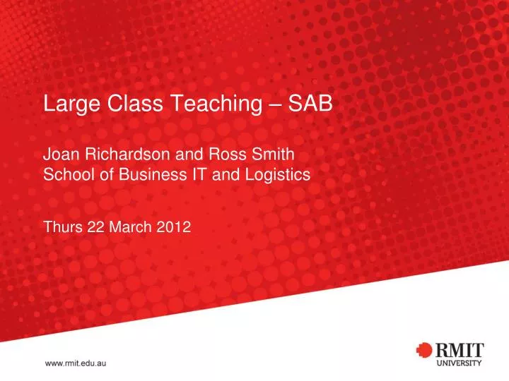 large class teaching sab joan richardson and ross smith school of business it and logistics