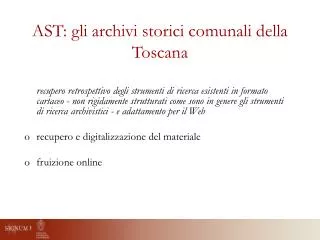 AST: gli archivi storici comunali della Toscana