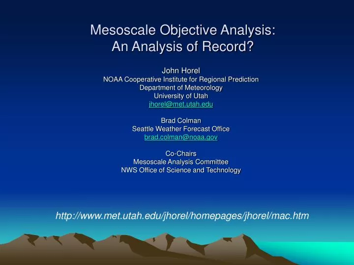 mesoscale objective analysis an analysis of record