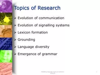 Topics of Research