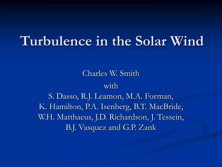 turbulence in the solar wind
