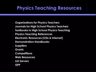 Physics Teaching Resources