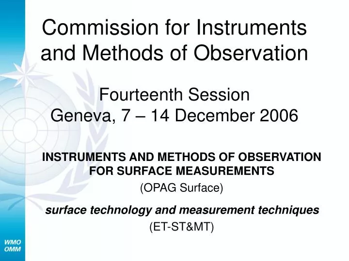 commission for instruments and methods of observation fourteenth session geneva 7 14 december 2006