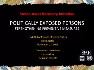 Stolen Asset Recovery Initiative Politically Exposed Persons Strengthening Preventive measures