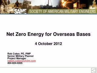Net Zero Energy for Overseas Bases