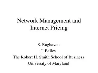 Network Management and Internet Pricing