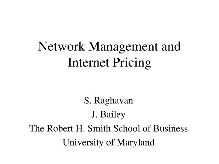 network management and internet pricing