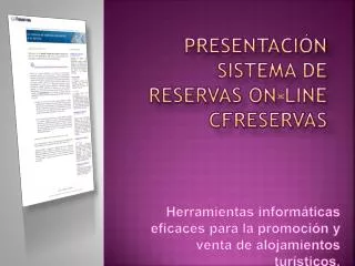 Presentación SISTEMA DE RESERVAS ON-LINE CFReservas