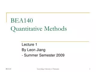 BEA140 Quantitative Methods