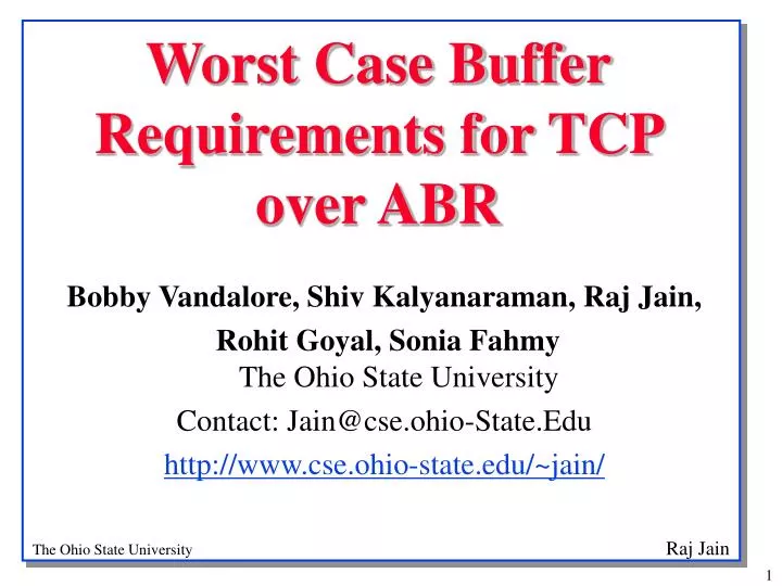 worst case buffer requirements for tcp over abr