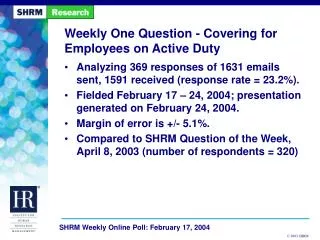 Weekly One Question - Covering for Employees on Active Duty