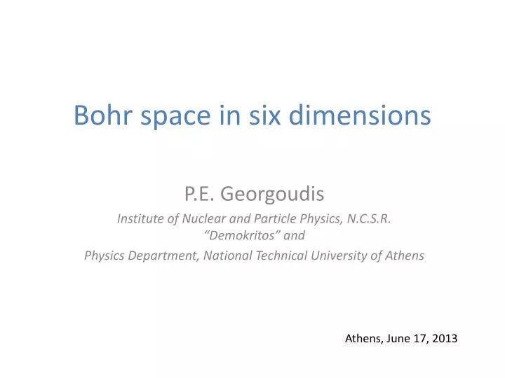 bohr space in six dimensions