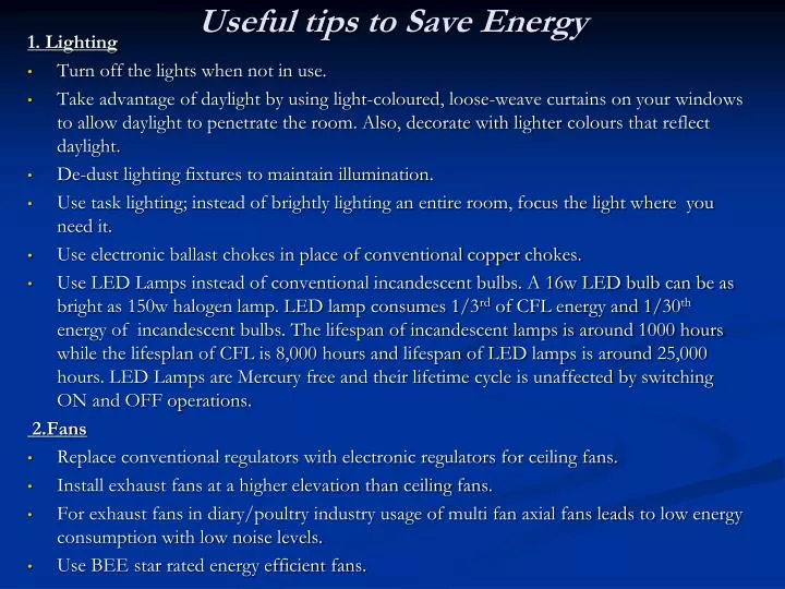 useful tips to save energy