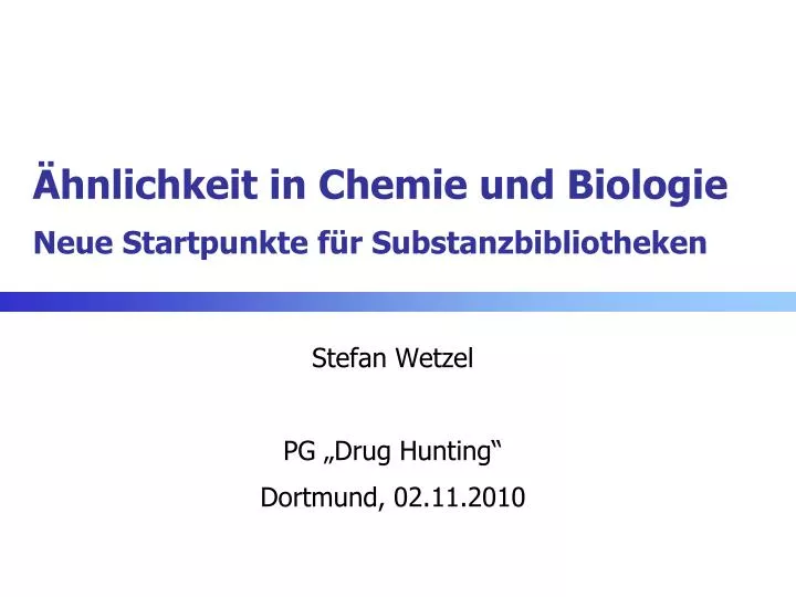 hnlichkeit in chemie und biologie neue startpunkte f r substanzbibliotheken