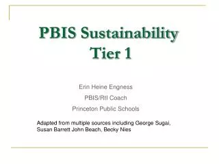 PBIS Sustainability Tier 1