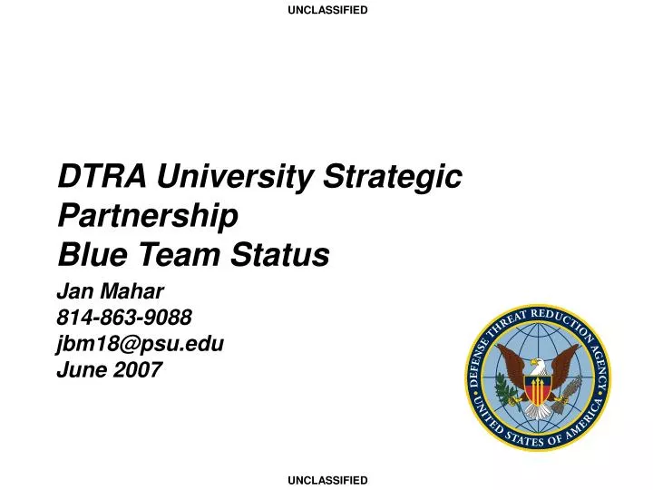 dtra university strategic partnership blue team status