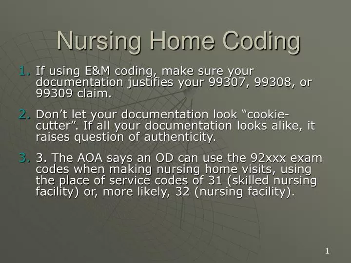 nursing home coding