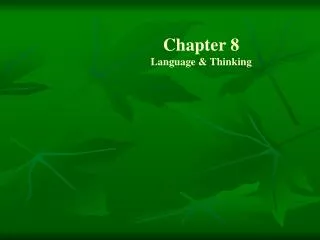 Chapter 8 Language &amp; Thinking