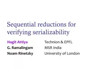 Sequential reductions for verifying serializability