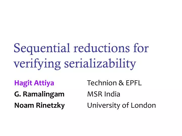 sequential reductions for verifying serializability