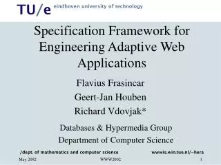 Specification Framework for Engineering Adaptive Web Applications