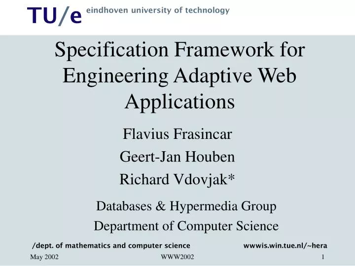 specification framework for engineering adaptive web applications