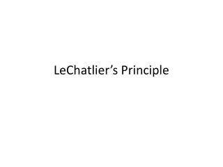 LeChatlier’s Principle