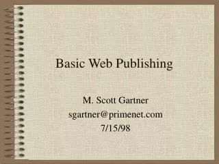 Basic Web Publishing