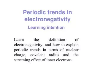 Periodic trends in electronegativity