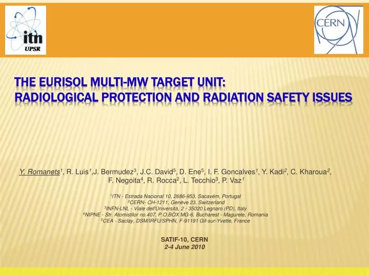 the eurisol multi mw target unit radiological protection and radiation safety issues