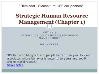 Strategic Human Resource Management (Chapter 1)