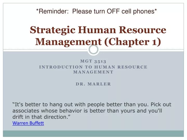 strategic human resource management chapter 1