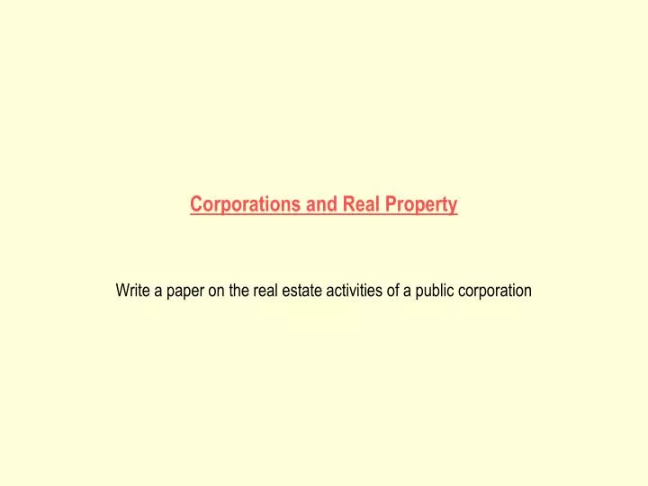corporations and real property