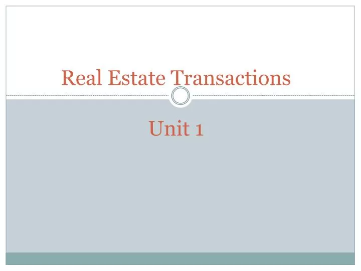 real estate transactions unit 1
