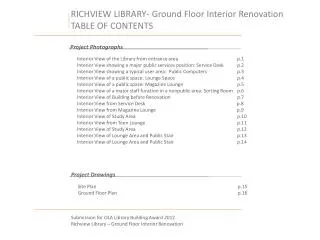 RICHVIEW LIBRARY- Ground Floor Interior Renovation TABLE OF CONTENTS
