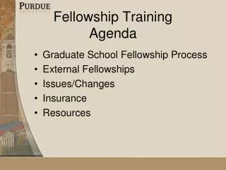 Fellowship Training Agenda