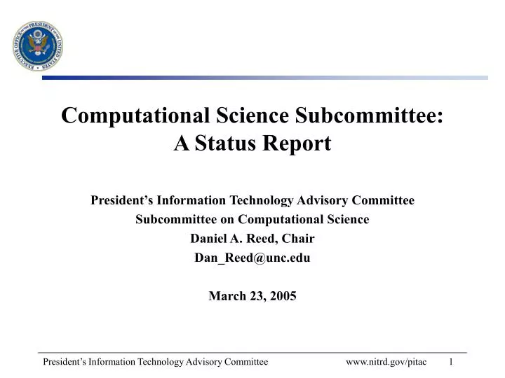 computational science subcommittee a status report