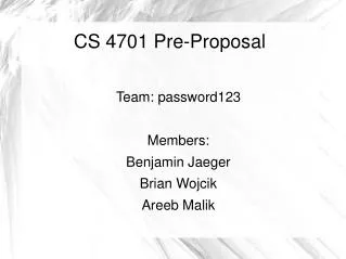 CS 4701 Pre-Proposal