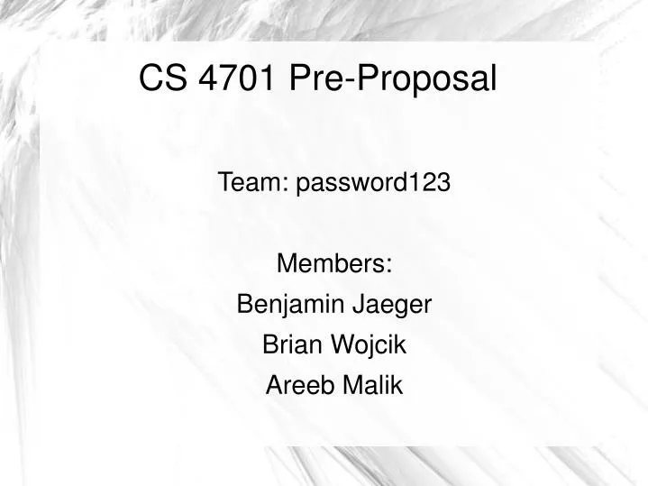 cs 4701 pre proposal